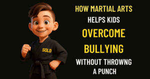 Confident kid in karate uniform